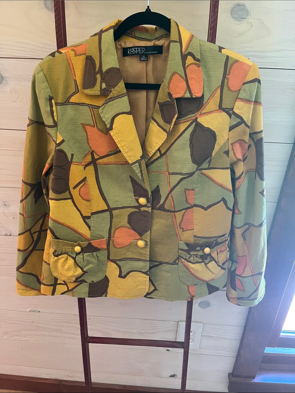 Kasper Olive Green Abstract Patterned Women's Blazer Jacket